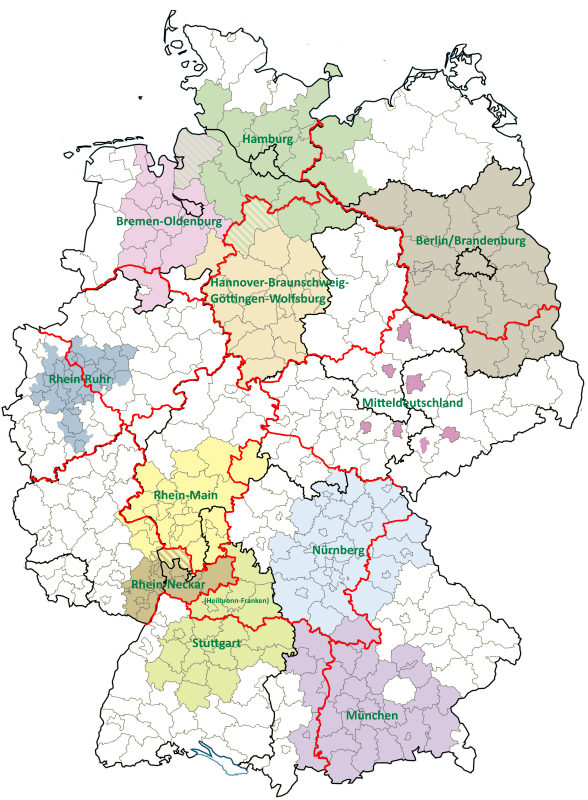 neugegliederte Bundesländer und Metropolregionen